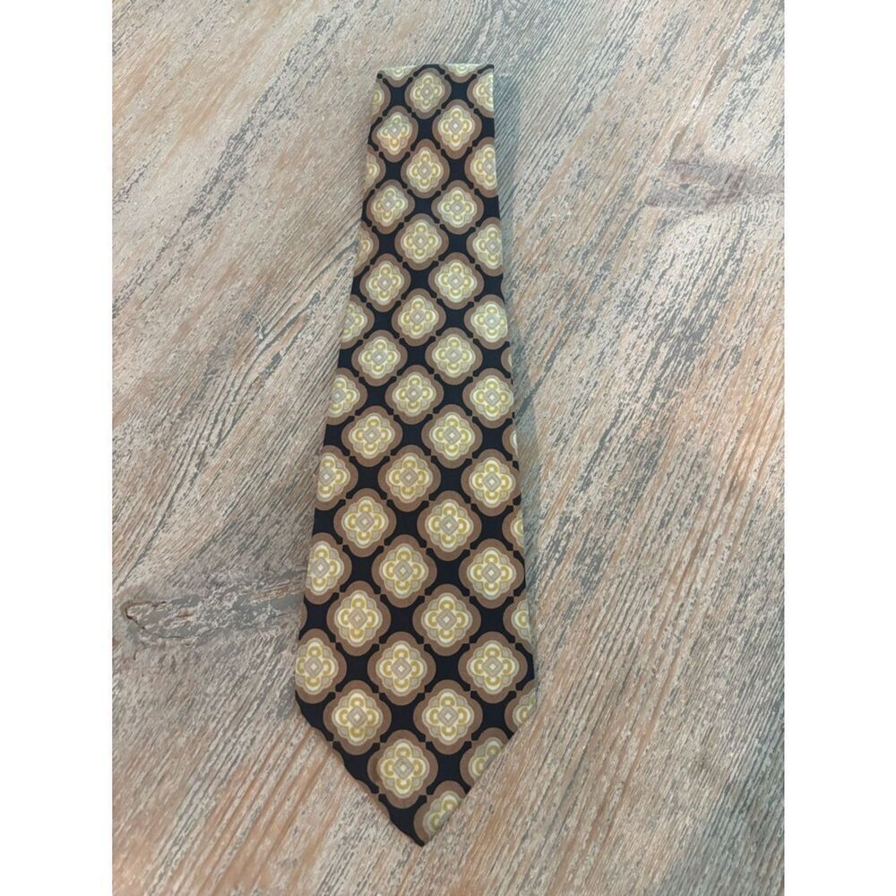 Vintage Henry à la Pensee Silk Classic Geometric Black & Gold Men's Tie (France)